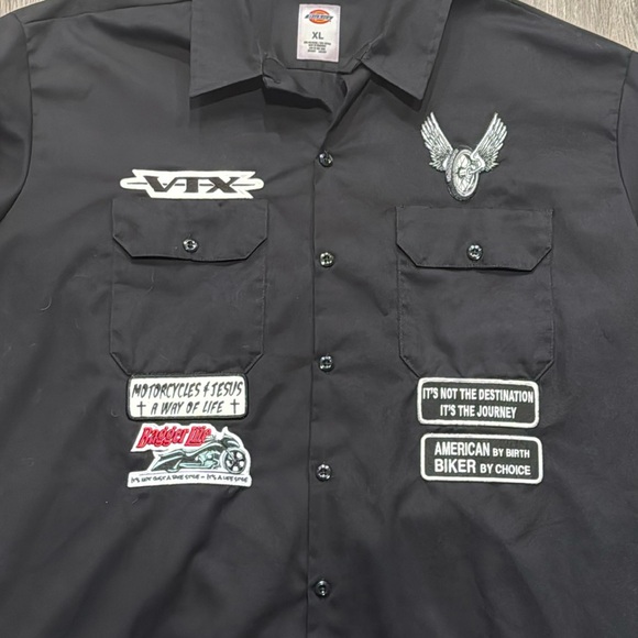 Rare Dickies Motorcycle Biker Button Down Shirt Size XL - Picture 3 of 7